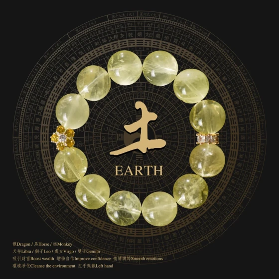 Pulsera de cristal amarillo limón